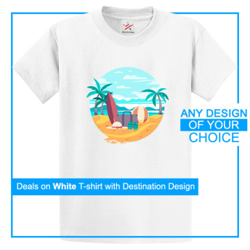 Personalised White Tee With Your Own Destination Artwork Print On Front